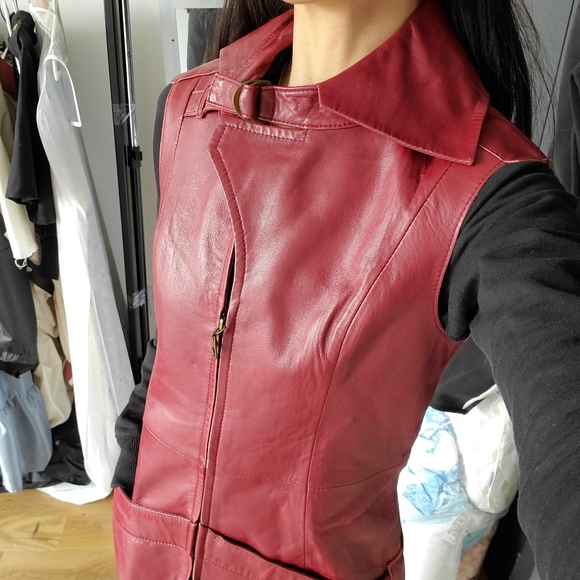 Knee length vintage Leather Vest - Picture 3 of 8